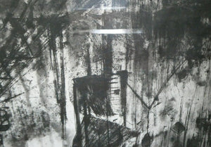 SCOTTISH ART. Massive 1980s Etching by Jo Ganter (RSA). Entitled: Construction Site; 1988. Pencil Signed