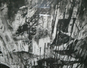 SCOTTISH ART. Huge 1980s Piranesi Inspired Etching Carceri Construction Site by Jo Ganter, RSA