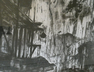 SCOTTISH ART. Huge 1980s Piranesi Inspired Etching Carceri Construction Site by Jo Ganter, RSA