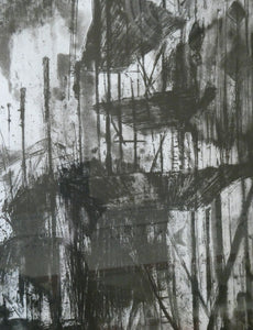 SCOTTISH ART. Huge 1980s Piranesi Inspired Etching Carceri Construction Site by Jo Ganter, RSA