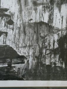 SCOTTISH ART. Huge 1980s Piranesi Inspired Etching Carceri Construction Site by Jo Ganter, RSA