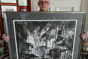 SCOTTISH ART. Huge 1980s Piranesi Inspired Etching Carceri Construction Site by Jo Ganter, RSA