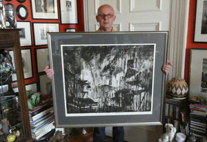 SCOTTISH ART. Huge 1980s Piranesi Inspired Etching Carceri Construction Site by Jo Ganter, RSA