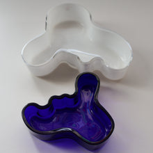 Load image into Gallery viewer, Vintage Finnish Shallow Blue Glass Savoy Vase. Mid Century Design by Alvar Aalto for Iittala, Finland
