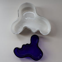 Load image into Gallery viewer, Vintage Finnish Shallow Blue Glass Savoy Vase. Mid Century Design by Alvar Aalto for Iittala, Finland
