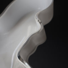 Load image into Gallery viewer, 1980s Finnish Shallow White Glass Savoy Vase. Designer Alvar Aalto for Iittala, Finland
