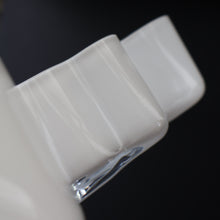 Load image into Gallery viewer, 1980s Finnish Shallow White Glass Savoy Vase. Designer Alvar Aalto for Iittala, Finland

