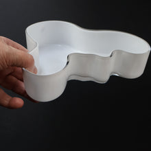 Load image into Gallery viewer, 1980s Finnish Shallow White Glass Savoy Vase. Designer Alvar Aalto for Iittala, Finland
