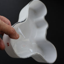 Load image into Gallery viewer, 1980s Finnish Shallow White Glass Savoy Vase. Designer Alvar Aalto for Iittala, Finland
