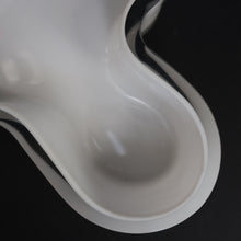 Load image into Gallery viewer, 1980s Finnish Shallow White Glass Savoy Vase. Designer Alvar Aalto for Iittala, Finland. Original Box
