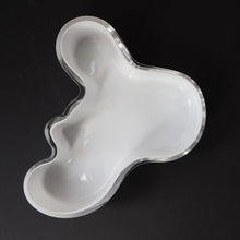 Load image into Gallery viewer, 1980s Finnish Shallow White Glass Savoy Vase. Designer Alvar Aalto for Iittala, Finland. Original Box
