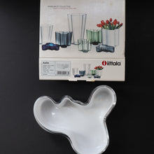 Load image into Gallery viewer, 1980s Finnish Shallow White Glass Savoy Vase. Designer Alvar Aalto for Iittala, Finland. Original Box
