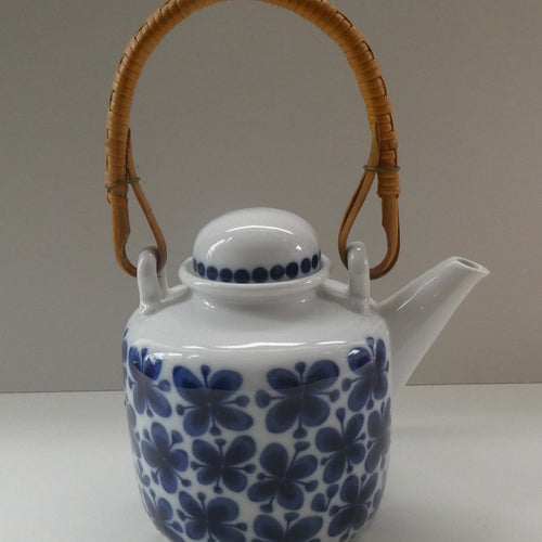 Vintage 1950s MARIANNE WESTMAN Teapot with Bamboo Handle by Rörstrand Sweden. 