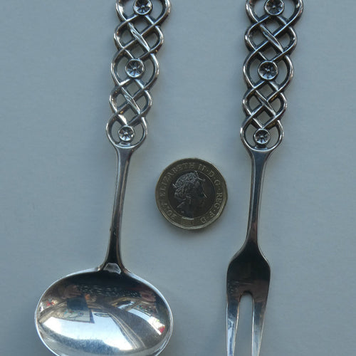 David Andersen 1960s NORWEGIAN 830 Solid Silver Pickle Fork and Small Cream Spoon