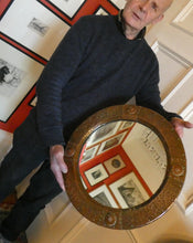 Load image into Gallery viewer, Antique EDWARDIAN Beaten Copper Liberty &amp; Co. ARTS AND CRAFTS Round Mirror

