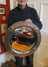 Load image into Gallery viewer, Antique EDWARDIAN Beaten Copper Liberty &amp; Co. ARTS AND CRAFTS Round Mirror
