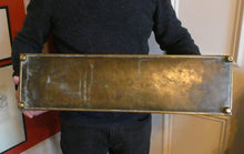 Load image into Gallery viewer, EXCEPTIONALLY LONG. Antique CELTIC REVIVAL Brass Planter with Repousse Knotword Pattern &amp; Ball Feet
