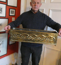 Load image into Gallery viewer, EXCEPTIONALLY LONG. Antique CELTIC REVIVAL Brass Planter with Repousse Knotword Pattern &amp; Ball Feet
