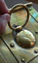 Load image into Gallery viewer, EXCEPTIONALLY LONG. Antique CELTIC REVIVAL Brass Planter with Repousse Knotword Pattern &amp; Ball Feet

