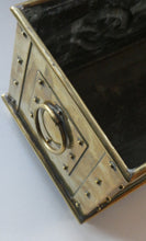 Load image into Gallery viewer, EXCEPTIONALLY LONG. Antique CELTIC REVIVAL Brass Planter with Repousse Knotword Pattern &amp; Ball Feet
