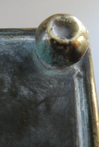 EXCEPTIONALLY LONG. Antique CELTIC REVIVAL Brass Planter with Repousse Knotword Pattern & Ball Feet