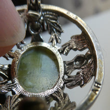 Load image into Gallery viewer, 1970s Scottish Silver Brooch with Green Marble / Agate Stone. Hallmarked Edinburgh 1971

