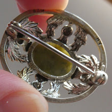 Load image into Gallery viewer, 1970s Scottish Silver Brooch with Green Marble / Agate Stone. Hallmarked Edinburgh 1971
