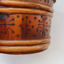 Load image into Gallery viewer, 19th Century. Antique Carved Norwegian Pine Lidded Groat Porridge Pot; c 1860

