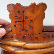 Load image into Gallery viewer, 19th Century. Antique Carved Norwegian Pine Lidded Groat Porridge Pot; c 1860
