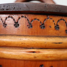 Load image into Gallery viewer, 19th Century. Antique Carved Norwegian Pine Lidded Groat Porridge Pot; c 1860
