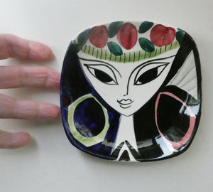 1950s Norwegian STAVANGERFLINT Decorative Plate with Stylised Lady. Designed by Inger Waage