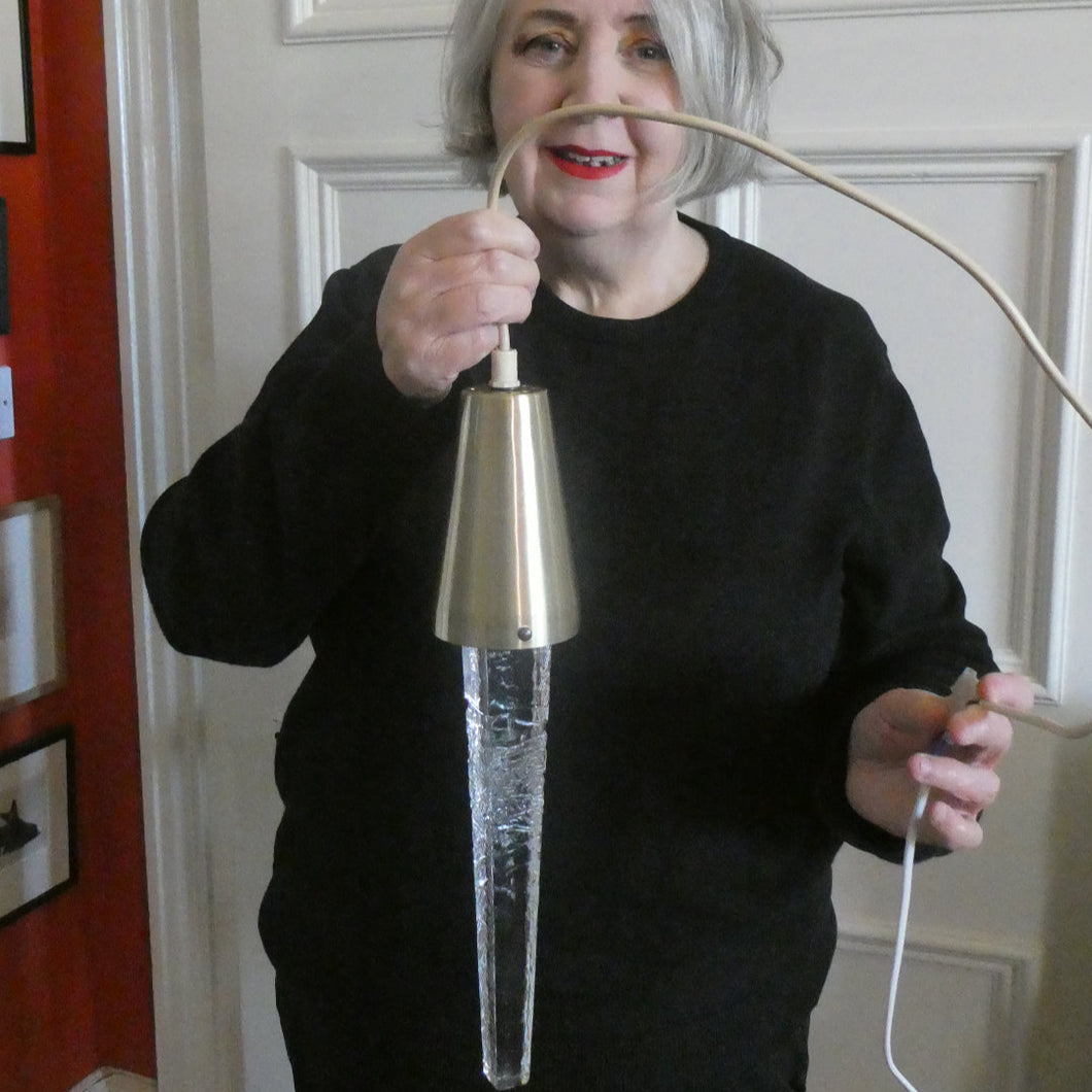 1960s Scandinavian Long Icicle Pendant Lamp. Atelje Engberg, Sweden