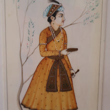 Load image into Gallery viewer, INDIAN ART: Vintage PAIR of Indian Miniature Watercolours Featuring a Gentleman and a Lady
