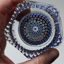 Load image into Gallery viewer, 1972 WHITEFRIARS GLASS Paperweight. Concentric Rings of Millefiori Canes; with Faceted Surfaces. In Original Presentation Box 
