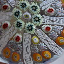 Load image into Gallery viewer, Scottish Strathearn Paperweight with Millefiori Canes and Latticino Eight Spokes. S and 71 Canes
