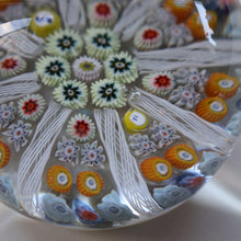 Load image into Gallery viewer, Scottish Strathearn Paperweight with Millefiori Canes and Latticino Eight Spokes. S and 71 Canes
