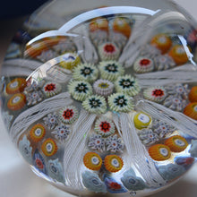 Load image into Gallery viewer, Scottish Strathearn Paperweight with Millefiori Canes and Latticino Eight Spokes. S and 71 Canes
