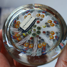 Load image into Gallery viewer, Scottish Strathearn Paperweight with Millefiori Canes and Latticino Eight Spokes. S and 71 Canes
