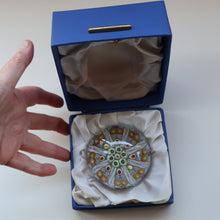 Load image into Gallery viewer, Scottish Strathearn Paperweight with Millefiori Canes and Latticino Eight Spokes. S and 71 Canes
