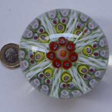 Load image into Gallery viewer, Pastel Colours. Scottish Strathearn Millefiori Canes and Latticino Eight Spoke Paperweight
