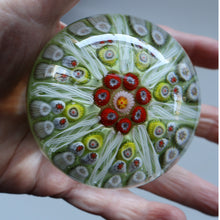 Load image into Gallery viewer, Pastel Colours. Scottish Strathearn Millefiori Canes and Latticino Eight Spoke Paperweight
