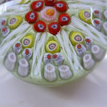 Load image into Gallery viewer, Pastel Colours. Scottish Strathearn Millefiori Canes and Latticino Eight Spoke Paperweight
