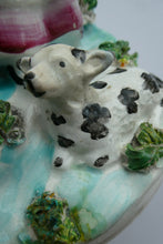 Load image into Gallery viewer, Antique Victorian Staffordshire Figurine. Lady Playing a Concertina with Lamb at her Feet
