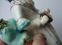 Load image into Gallery viewer, Antique Victorian Staffordshire Figurine. Lady Playing a Concertina with Lamb at her Feet
