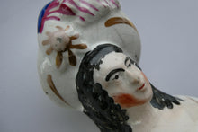 Load image into Gallery viewer, Antique Victorian Staffordshire Figurine. Lady Playing a Concertina with Lamb at her Feet
