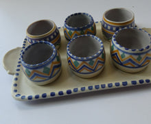 Load image into Gallery viewer, Carter Stabler Adams Red Clay Set of Six Egg Cups on Original Tray 1930s Art Deco
