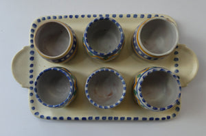 Carter Stabler Adams Red Clay Set of Six Egg Cups on Original Tray 1930s Art Deco