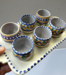 Carter Stabler Adams Red Clay Set of Six Egg Cups on Original Tray 1930s Art Deco