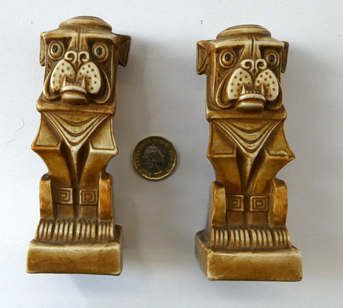 Rare 1920s Scafer Vater Cubist Candlesticks Pair of Bulldogs