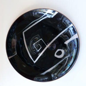 ARRAN INTEREST. Very Large Abstract Enamel Copper Dish by Ann Robin Banks (1931 - 2007). 15 1/2 inches